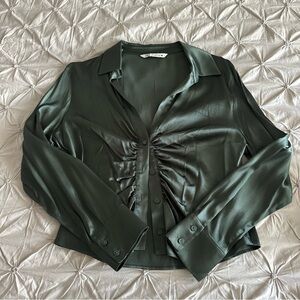 Green Silky Zara Button Up